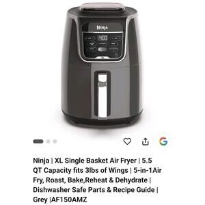 Ninja AF161 Max XL Air Fryer, 5.5-Quart, Grey